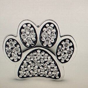 Pandora Silver and Black Paw Print Charm